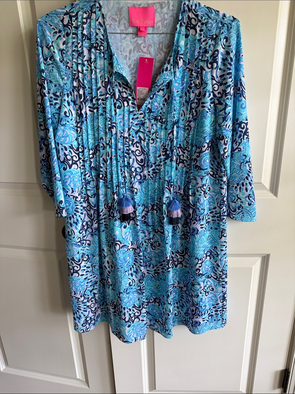 Lilly Pulitzer Blue Print Dress with Tassels